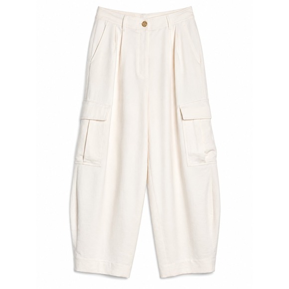 Wilfred Pants - Wilfred Aritzia Womens 8 Ivory Barrel Cargo Pants Wide Leg High Rise Pockets